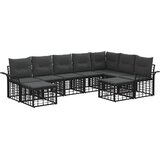  Set vanjskih sofa s jastukom 9 pcs Crna i tamno siva Poliester | shoptok.hr