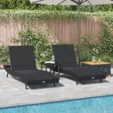 vidaXL Ležaljke 3 pcs Crna 40 x 40 x 40.5 cm Poli ratan | shoptok.hr