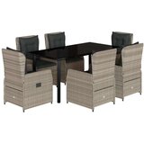vidaXL 7-dijelni vrtni blagovaonski set od poliratana s jastucima sivi | shoptok.hr