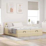vidaXL Otomanski okvir kreveta s madracima krem 200x200cm od tkanine | shoptok.hr