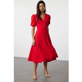 Trendyol Red A-Cut Shiny Stone Stylish Evening Dress u