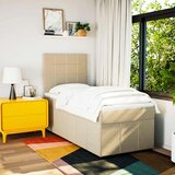 vidaXL Box spring postelja z vzmetnico krem 90x200 cm blago, (21291346) | Shoptok.si