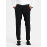 Ombre Men's classic cut chino pants with fine texture - black | Shoptok.si
