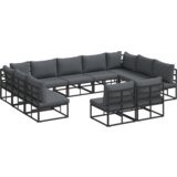 vidaXL Sjedeća garnitura za vrt 11 pcs Crna 353 x 211.5 x 71 cm | shoptok.hr