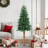  Tanko božićno drvce s pravim drvom i šiškama zeleno 150 cm PVC | shoptok.hr