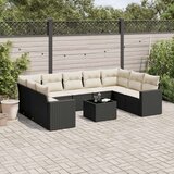  10-dijelni set vrtnih sofa s jastucima crni od poliratana | shoptok.hr