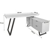 MID.YOU kotna pisalna miza kovina, leseni material črna, barve hrasta | Shoptok.si