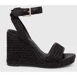 Tommy Hilfiger Sandali TH ROPE HIGH WEDGE SANDAL črna barva, FW0FW07926