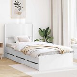  Krevetna konstrukcija s pohranom i uzglavljem s ladicama Bijela 75 x 190 cm | Shoptok.si