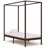 vidaXL Posteljni okvir z baldahinom temno rjav iz borovine 90x200 cm, (20643081) Cene