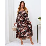 Resti Black and brown floral maxi dress for women | Shoptok.si