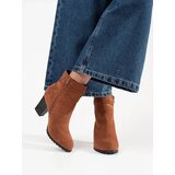 GOODIN Brown suede ankle boots on a heel | Shoptok.si