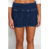 Trendyol Dark Blue Pleated Mini Denim Skirt | Shoptok.si