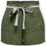 Only Kratke hlače & Bermuda Luna Linen Shorts - Olive Green Zelena Cene
