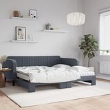  Dnevni krevet s pomoćnim ležajem i madracima tamno sivi 90x190 cm baršun | shoptok.hr