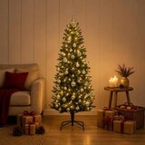  Umjetno božićno drvce s kuglicama 120 cm 150 LED lampica - 120 cm s LED-ima i srebrnim lopticama Zelena | shoptok.hr