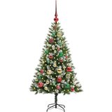 vidaXL Umjetna jelka s pantenom i pahuljicama Zelena i bijela 120 cm | shoptok.hr