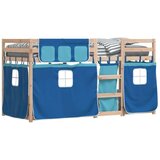 vidaXL Krevet na kat sa zavjesama plavi 90x190 cm od masivne borovine | shoptok.hr