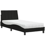 vidaXL Postelja z vzmetnico črna 90x190 cm blago, (21793207) | Shoptok.si