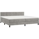  Box spring postelja z vzmetnico svetlo siva 200x200 cm žamet, (20727117) | Shoptok.si