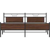 Metalni Kovinski posteljni okvir brez vzmetnice rjavi hrast 200x200 cm, (21829272) | Shoptok.si