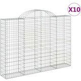  Obokane gabion košare 10kosov 200x30x140/160cm pocinkano železo, (21000355) | Shoptok.si