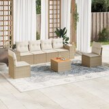 Maison Chic Seti vrtnega pohištva - Vrtna garnitura - Vrtni pohištvo set 7-delna z blazinami bež poli ratan, (21802807) | Shoptok.si