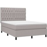  Krevet box spring s madracem LED svjetlosivi 140x190 cm tkanina | shoptok.hr