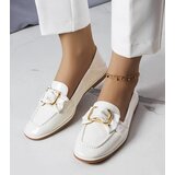 Gemre White Patent Leather Loafers with Buckle Erica | Shoptok.si