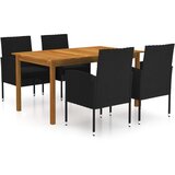  5-dijelni vrtni blagovaonski set crni Cijene