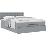 vidaXL Otomanski posteljni okvir z vzmetnico siv 140x200 cm blago | Shoptok.si