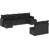  9-dijelni set vrtnih sofa s jastucima crni od poliratana Crna 61 x 62 x 69 cm | Shoptok.si