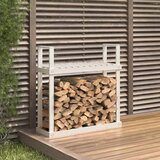 vidaXL Stojalo za drva belo 110x35x108,5 cm trdna borovina Cene