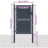  Vrtna vrata Čelik 100x125 cm Antracit | shoptok.hr