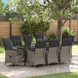 vidaXL Set od 9 dijelova vrtne blagovaonice s jastucima Siva poli ratan | shoptok.hr