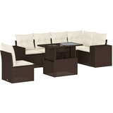 vidaXL 7-dijelni set vrtnih sofa od poliratana s jastucima smeđi | shoptok.hr
