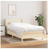 vidaXL Box spring postelja z vzmetnico krem 90x190 cm blago | Shoptok.si