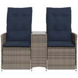  Vrtna sofa s mogućnošću naginjanja za 2 osobe sa stolom, siva, poliratan | shoptok.hr