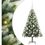 vidaXL Umjetna jelka s pantenom i pahuljicama Zelena i bijela 120 cm | shoptok.hr