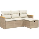 Maison Chic Seti vrtnega pohištva - Vrtna garnitura - Vrtni pohištvo set 4-delna z blazinami bež poli ratan, (21810941) | Shoptok.si