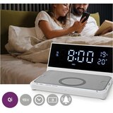 Nedis WCACQ20WT - Budilnik sa LCD ekranom i bežičnim punjačem 15W/5V, u beloj boji | Eponuda.com