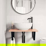 vidaXL Zidna polica za Lavabo - Umivaonik od čelika i masivne hrastovine | shoptok.hr