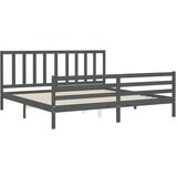  Za krevet s uzglavljem sivi 200 x 200 cm od masivnog drva | shoptok.hr