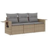  The Living Store Vrtna sedežna garnitura 3-delna z blazinami bež poli ratan - Vrtna Sedežna Garniture, (21452936) | Shoptok.si