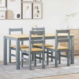 vidaXL 5 kosi jedilnega kompleta panama siva masivni les borovega lesa | Shoptok.si