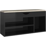  Klupa za cipele s jastukom sjajna crna 104 x 30 x 49 cm drvena | shoptok.hr