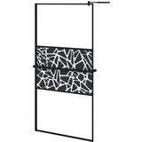  The Living Store Pregrada za tuš s polico črna 100x195 cm ESG steklo in aluminij - Stena Za Tuš, (21487575) | Shoptok.si
