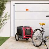vidaXL Prikolica za bicikl za pse crveno-siva od tkanine i željeza | shoptok.hr