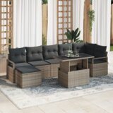 vidaXL 8-dijelni set vrtnih sofa s jastučićima siva poli ratan, 2-sjedala vrtna sofa s jastučićima siva poli ratan | shoptok.hr