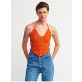 Dilvin 10142 Lace-up Neck Knitwear Singlet-orange | shoptok.hr